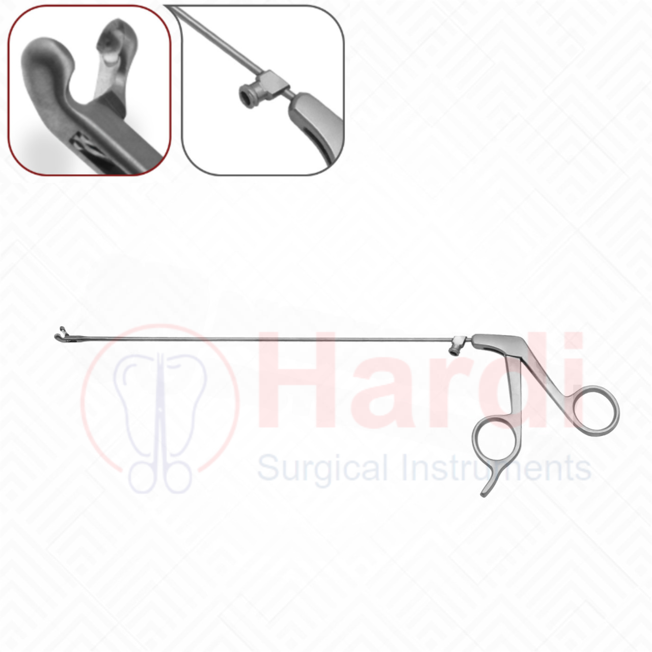 Micro Laryngeal Cup Forceps with Luer Lock Suction, Curved Left
