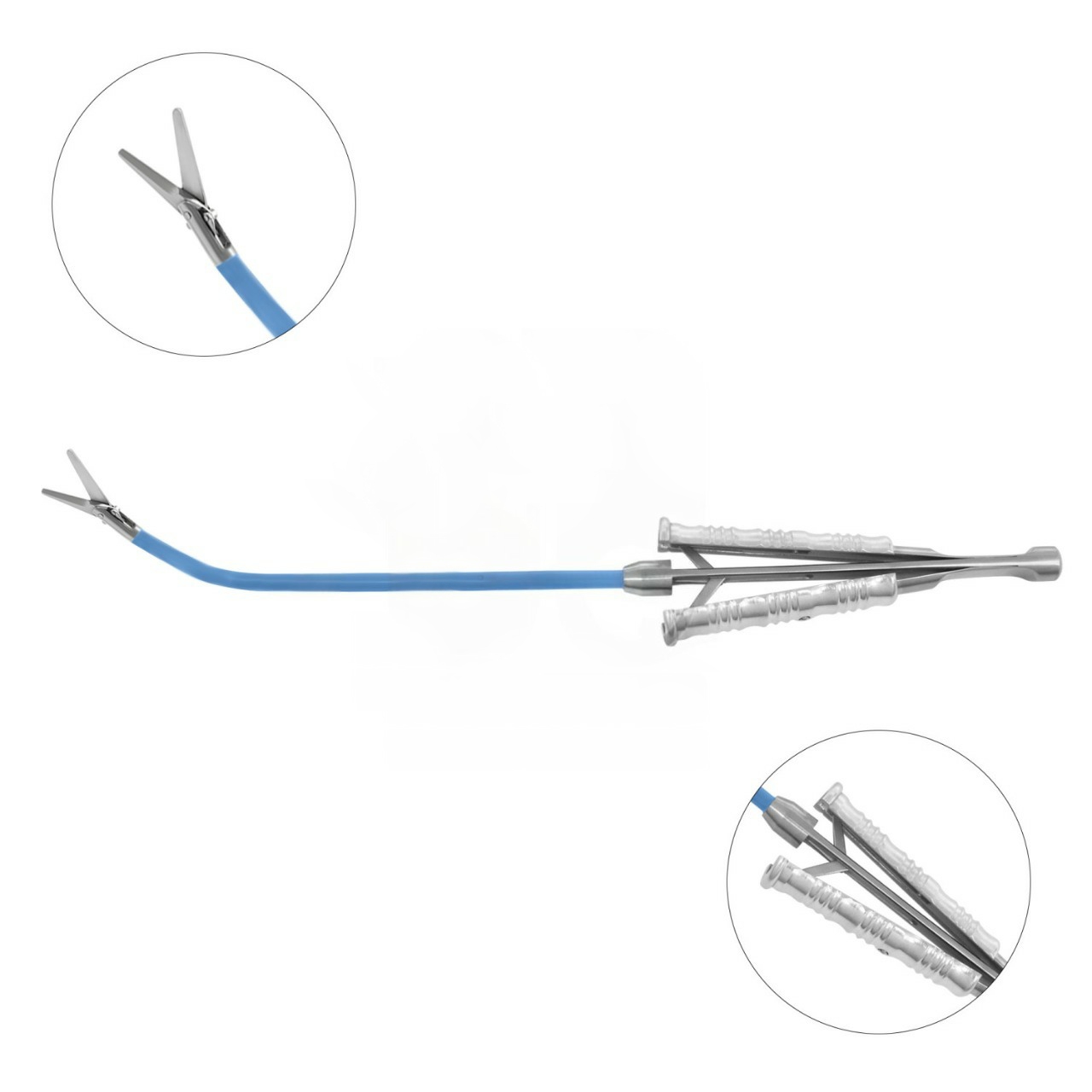 Endoscopic Forehead Scissors, Curved Malleable Shaft, Ergo Handle