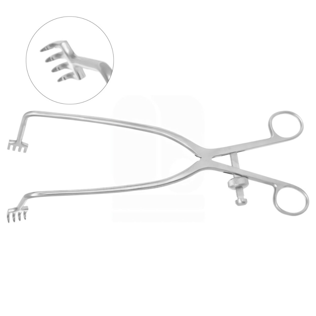 Deep Gelpi Retractor with 4 Sharp Prongs, Self-Retaining and 90° Angled