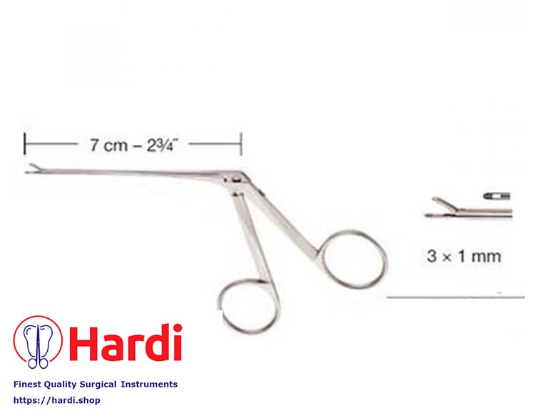 Greven ear grasping forceps, Stainless Steel, 3 x 1mm, 70mm shaft